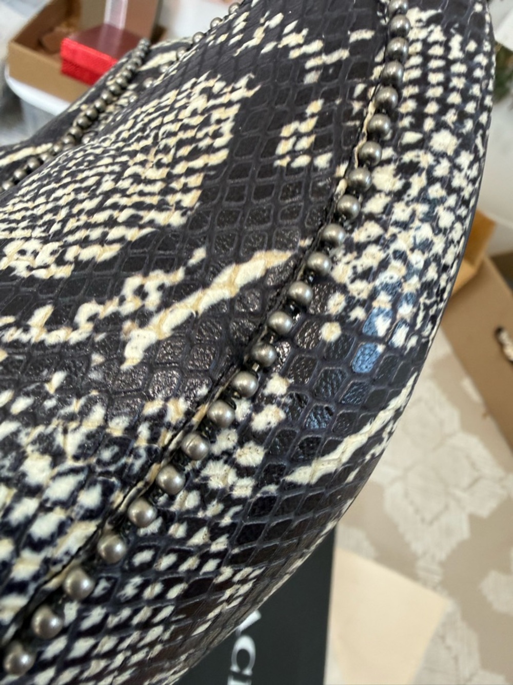 Harper Black & White Snake-Print Slip-On Loafers - Picture 6 of 10